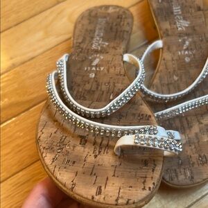 Zanella White Sandals with Rhinestone Detail